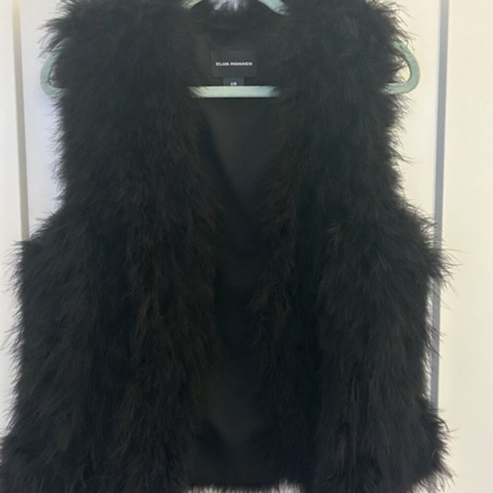 Club Monaco Black Feather Vest Lined Large